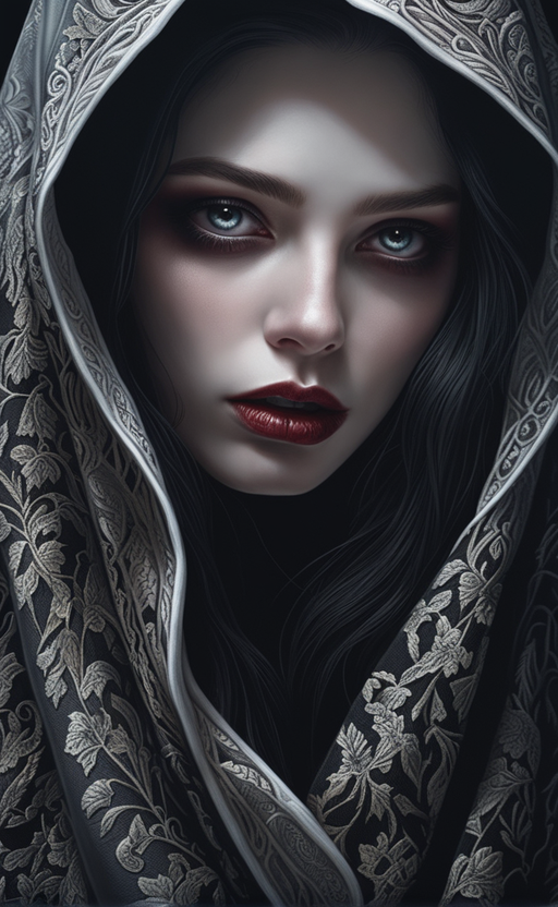 Hauntingly Beautiful Vampire Girl Portrait · Creative Fabrica