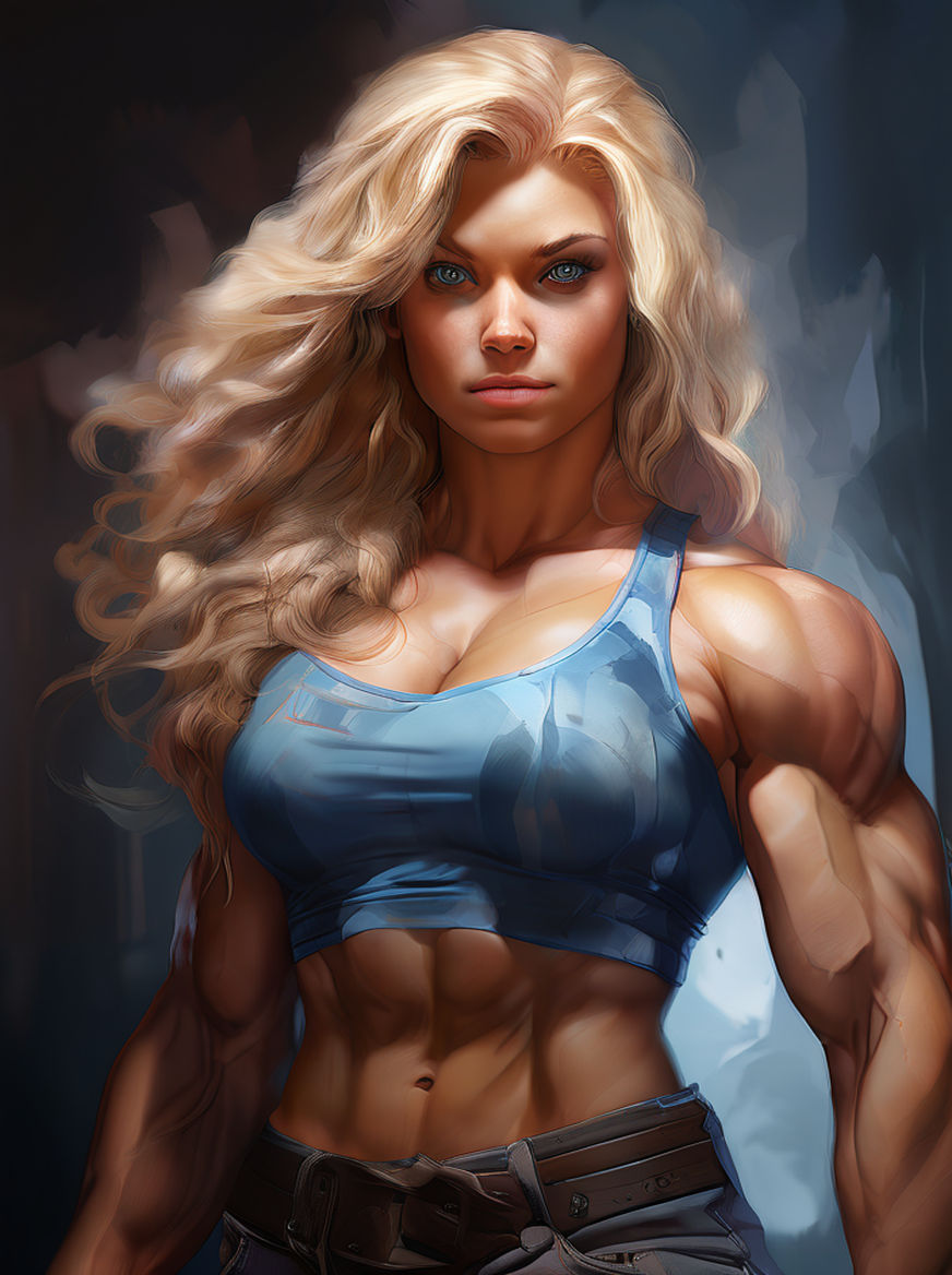 Blonde muscular woman