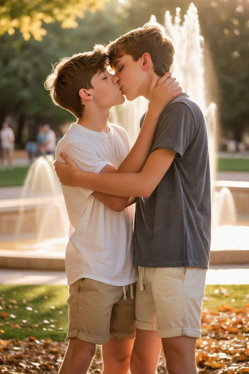 Two gay boys kissing