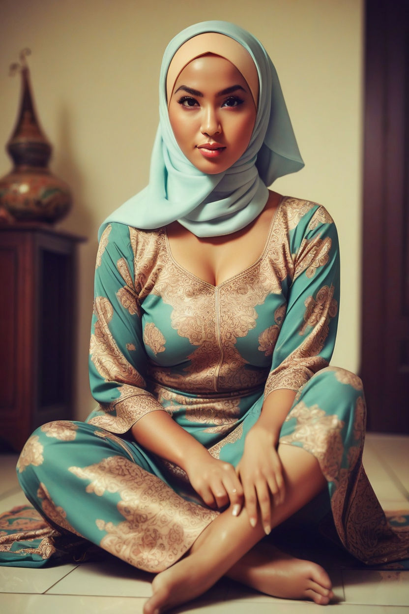 Beautiful sexy Malay girl in tudung. Full body head to feet. Large breasts