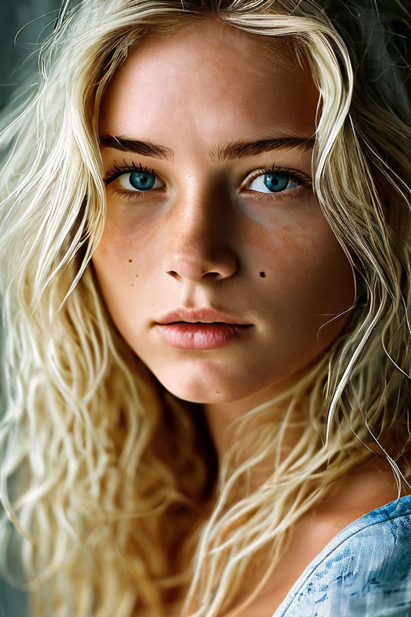 a beautiful blonde woman with freckles