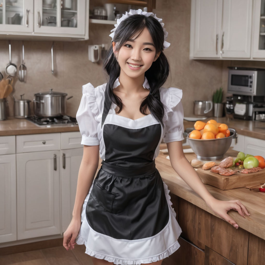 Japanese 18-year-old beauty in maid costume