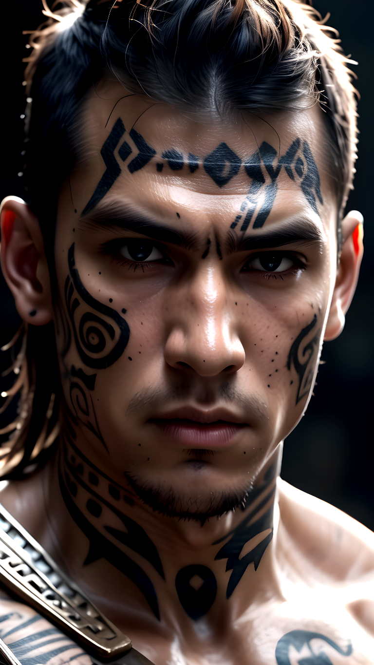 Man Covered Tribal Tattoos Armed Knife Stock Photo 115860910 | Shutterstock