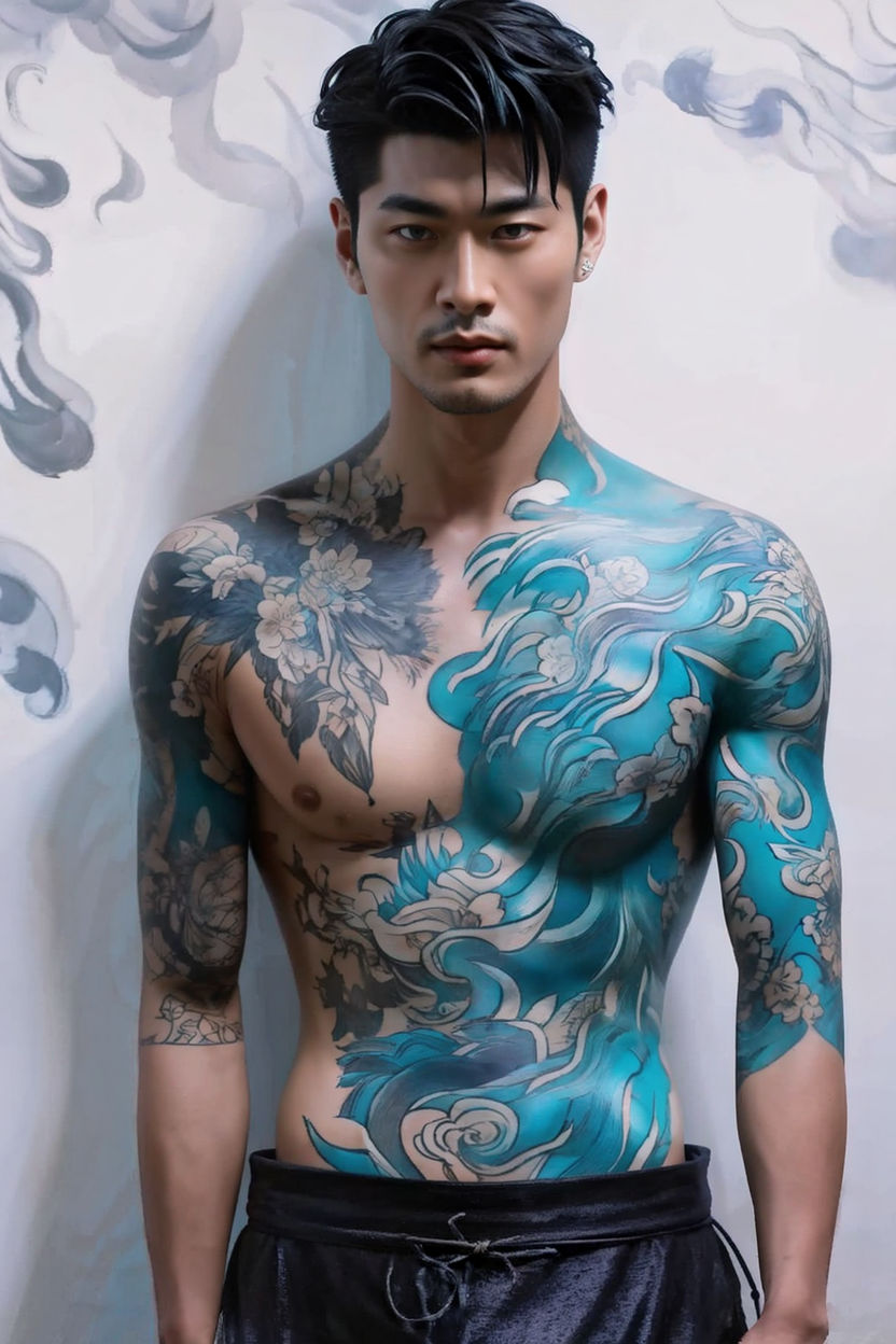 asian-oriental traditional Japanese tattoo looking art