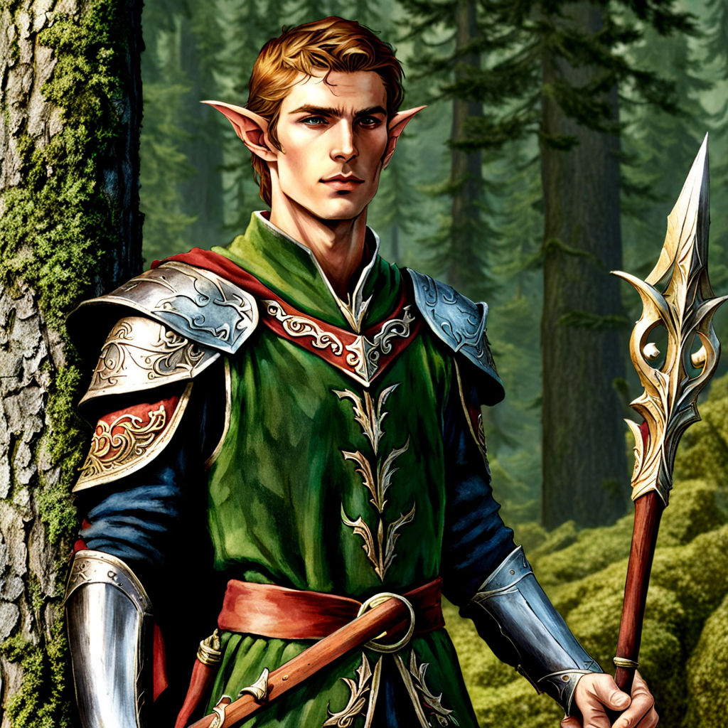 Wood elf ranger guard scout, dnd D&D, high fantasy by Fawn - Playground