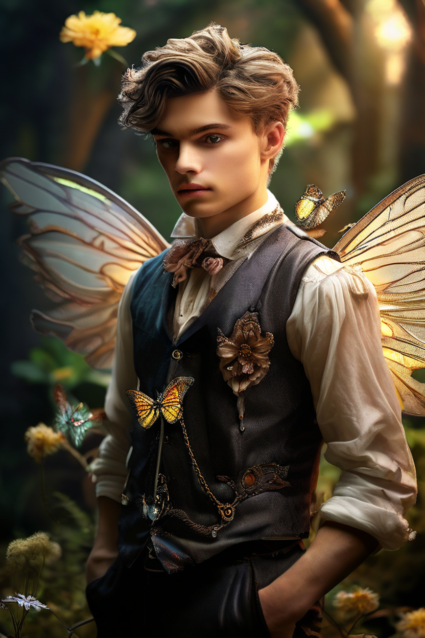 Young male fairy with fairy wings