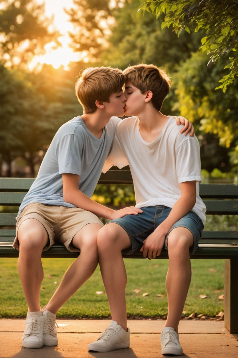 Two gay boys kissing