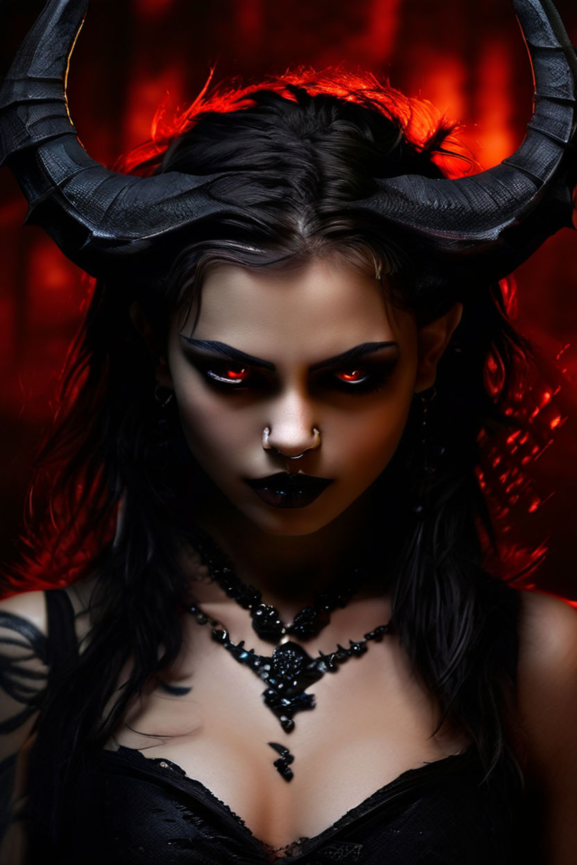 high detailed professional upper body photo of succubus (satan) (devil)  (demon) looking at viewer