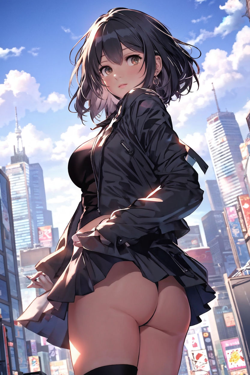 anime girl giant no panties bottom view