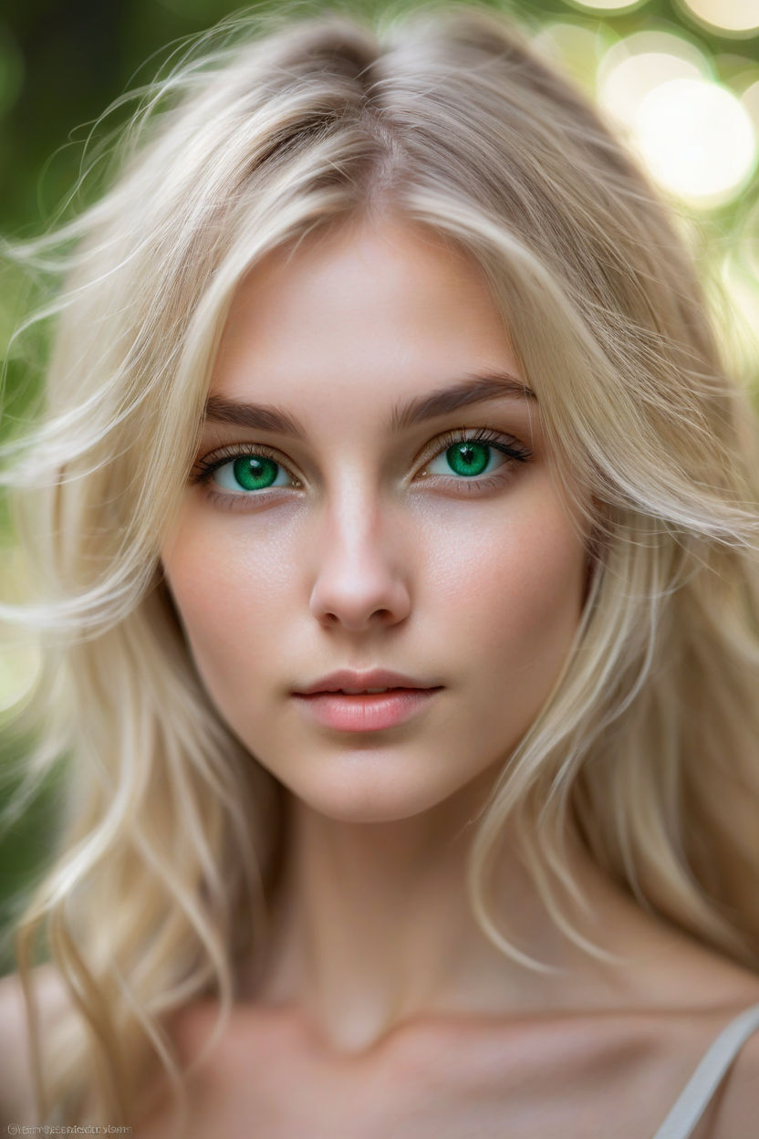 blond girl with big green eyes