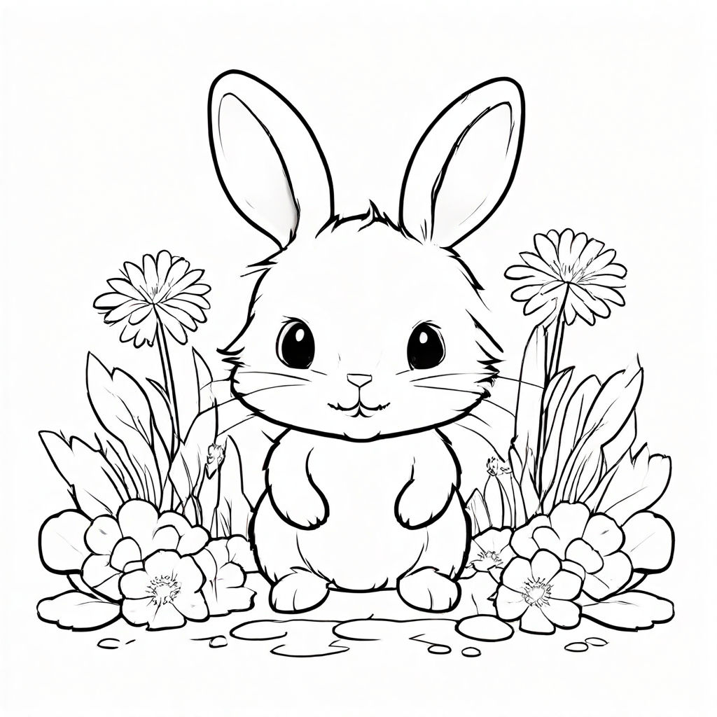 Kawaii-style rabbit coloring page by Cony - Playground