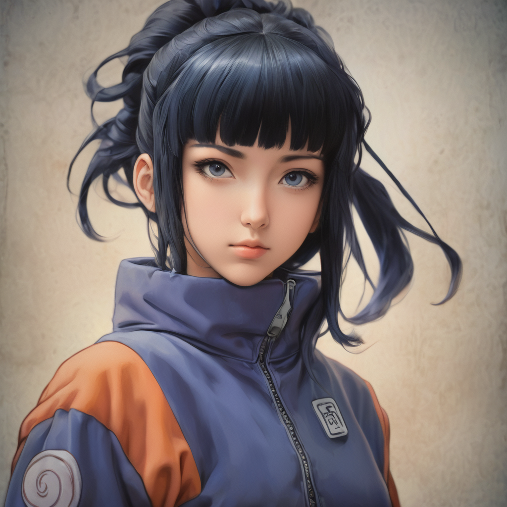 full body portrait of hinata hyuga from naruto