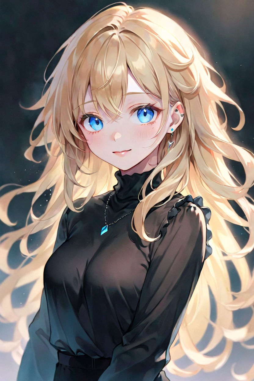 Anime girl blonde hair with blue eyes