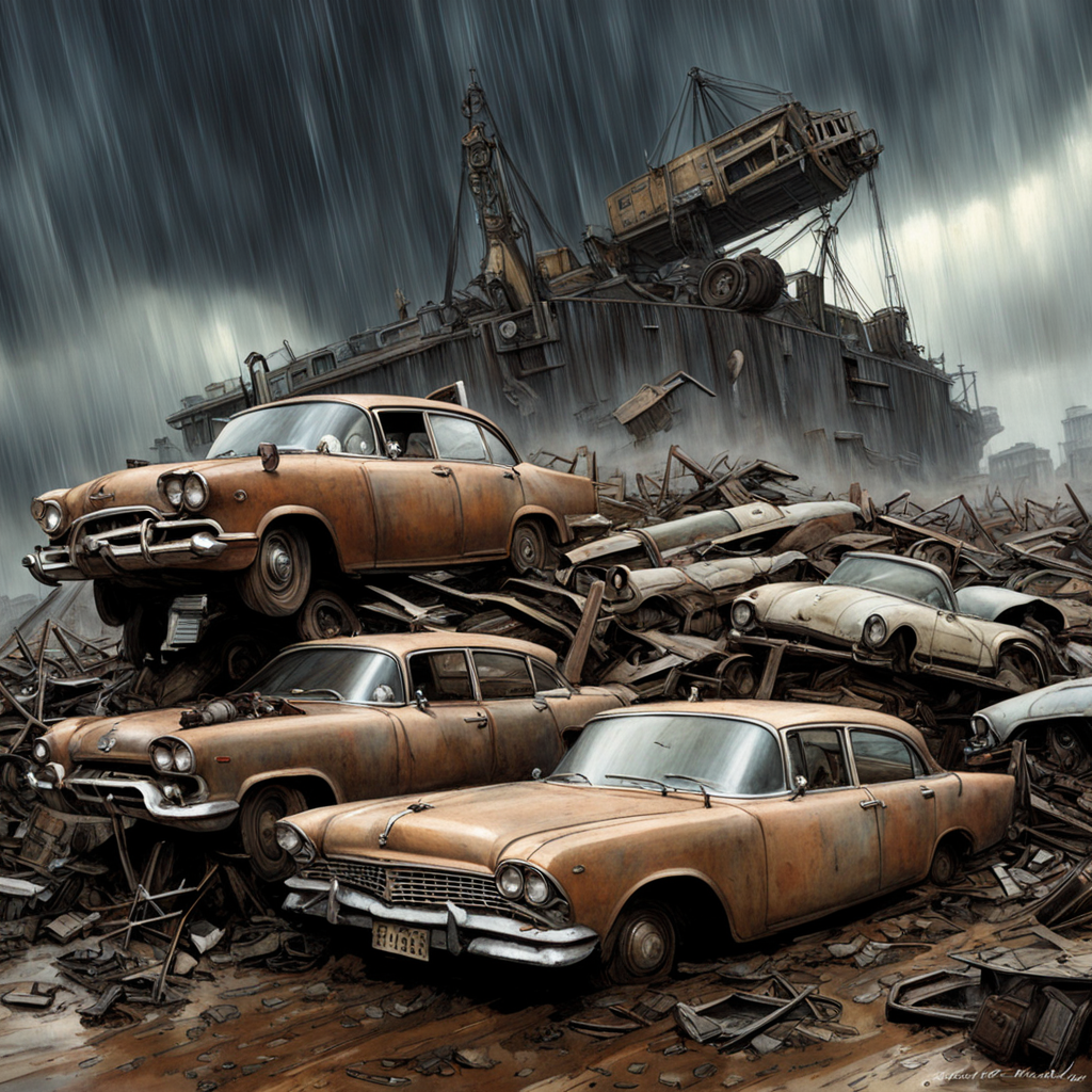 retro car muscle isolated post apocalypse landscape game wallpaper photo  art illustration rust 30024250 Stock Photo at Vecteezy