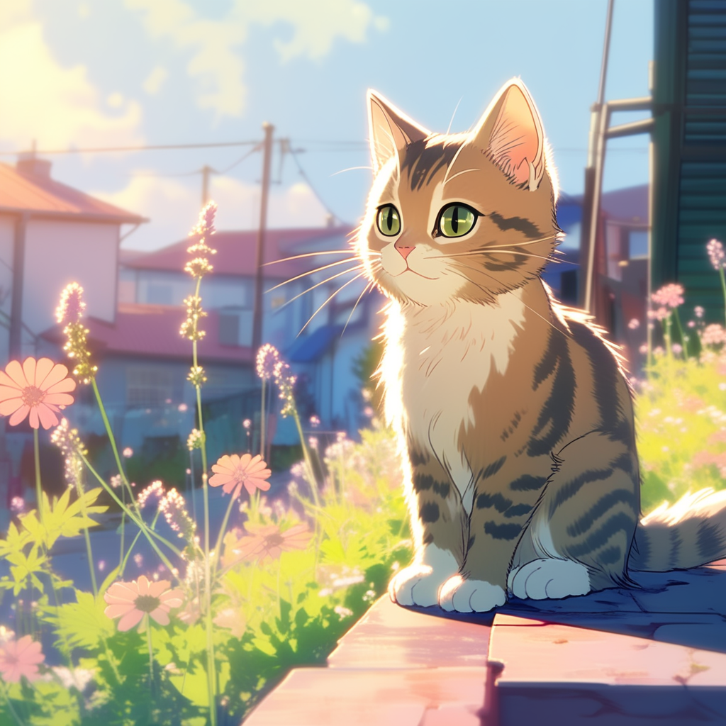 Anime Cat, Anime Cute Cat, Anime Style Cute Cat, Anime Style Brown