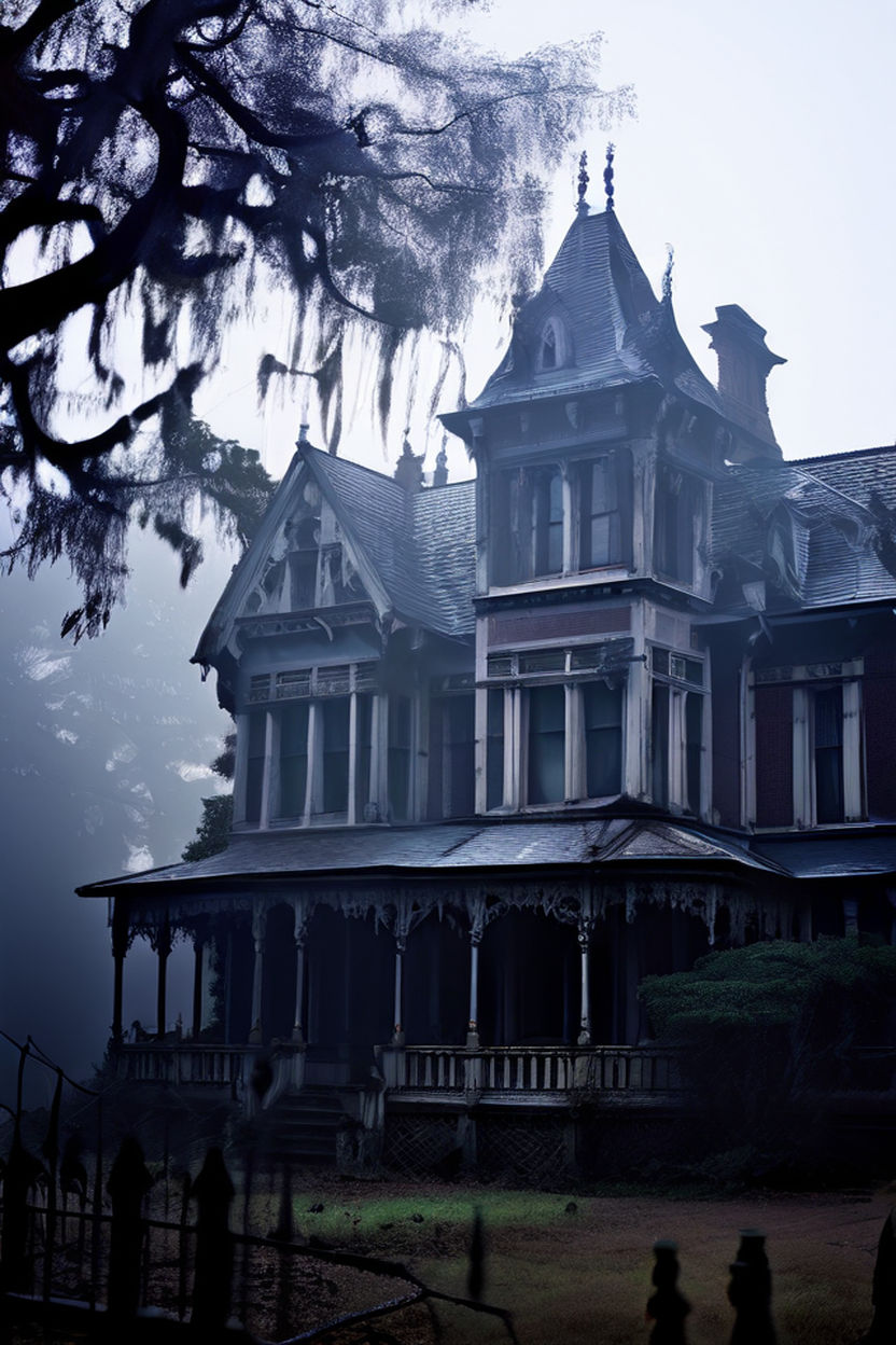 Victorian mansion shrouded in ethereal mist by chamar cox - Playground