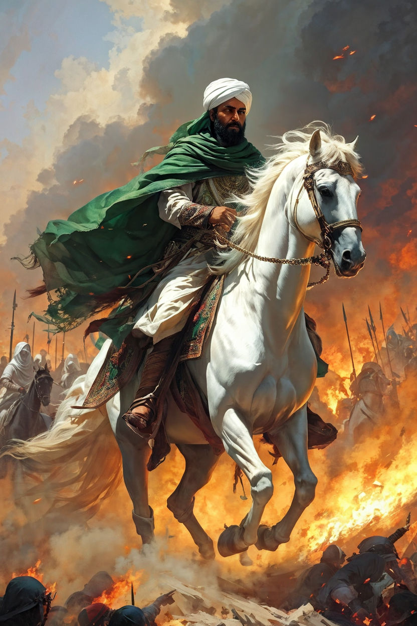 Imam Hussein stands alone on the battlefield of Karbala by ali.wwe20111 ...