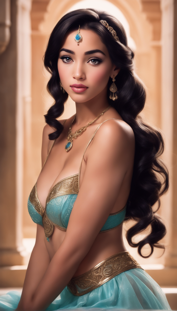 ai realistic beautiful disney princess jasmine with