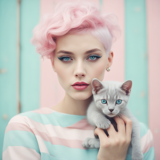 cat girl with pink hair - Playground