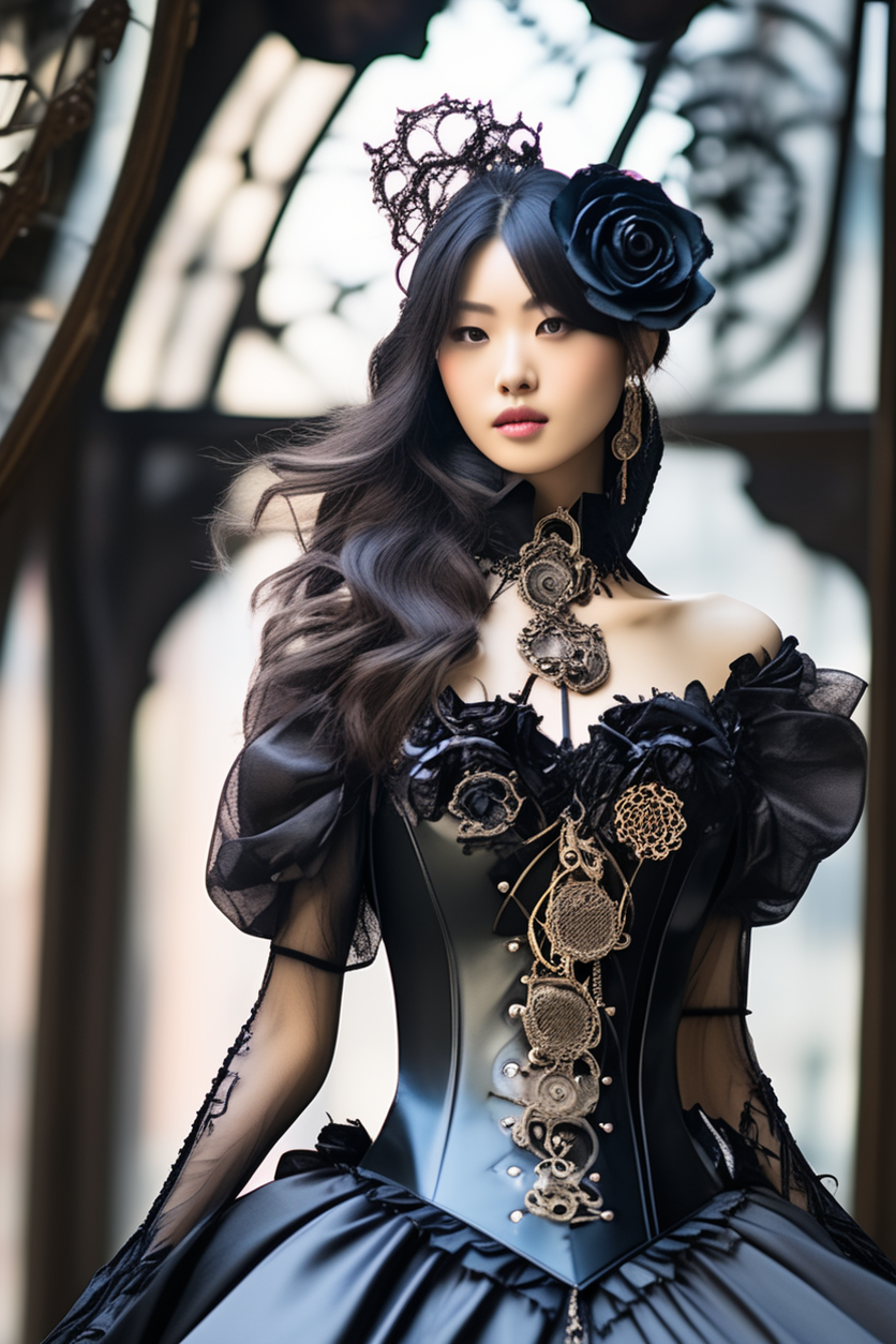 Beauty in detailed Victorian corset and stockings} highly detailed